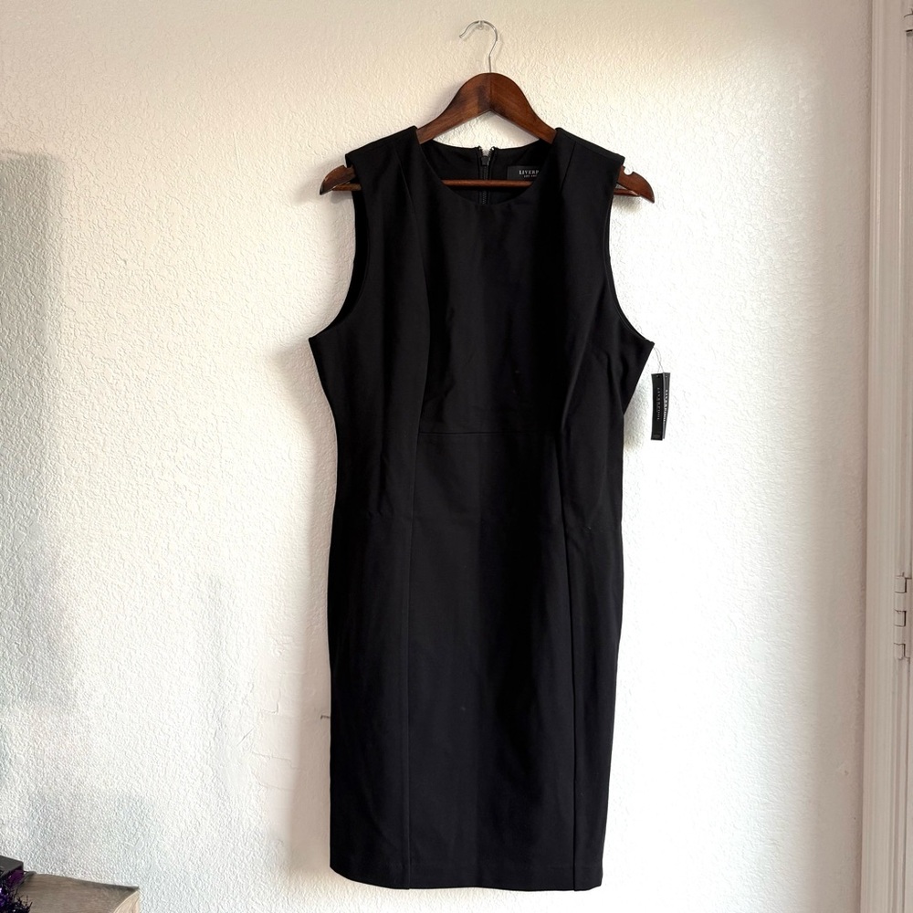 Liverpool Black Sleeveless Mini Sheath Dress